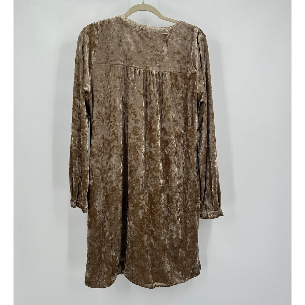 Womens Luxurious Crushed Velvet Dress Size L Champagne Minimalist Cocktail - Picture 2 of 8
